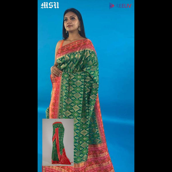 Silk Bottle Green Parrot Green Saree With Blouse
