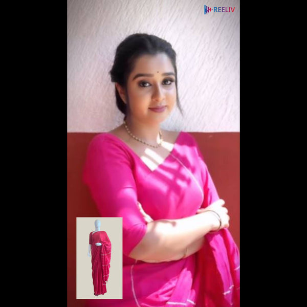 Pink Khadi Cotton Saree