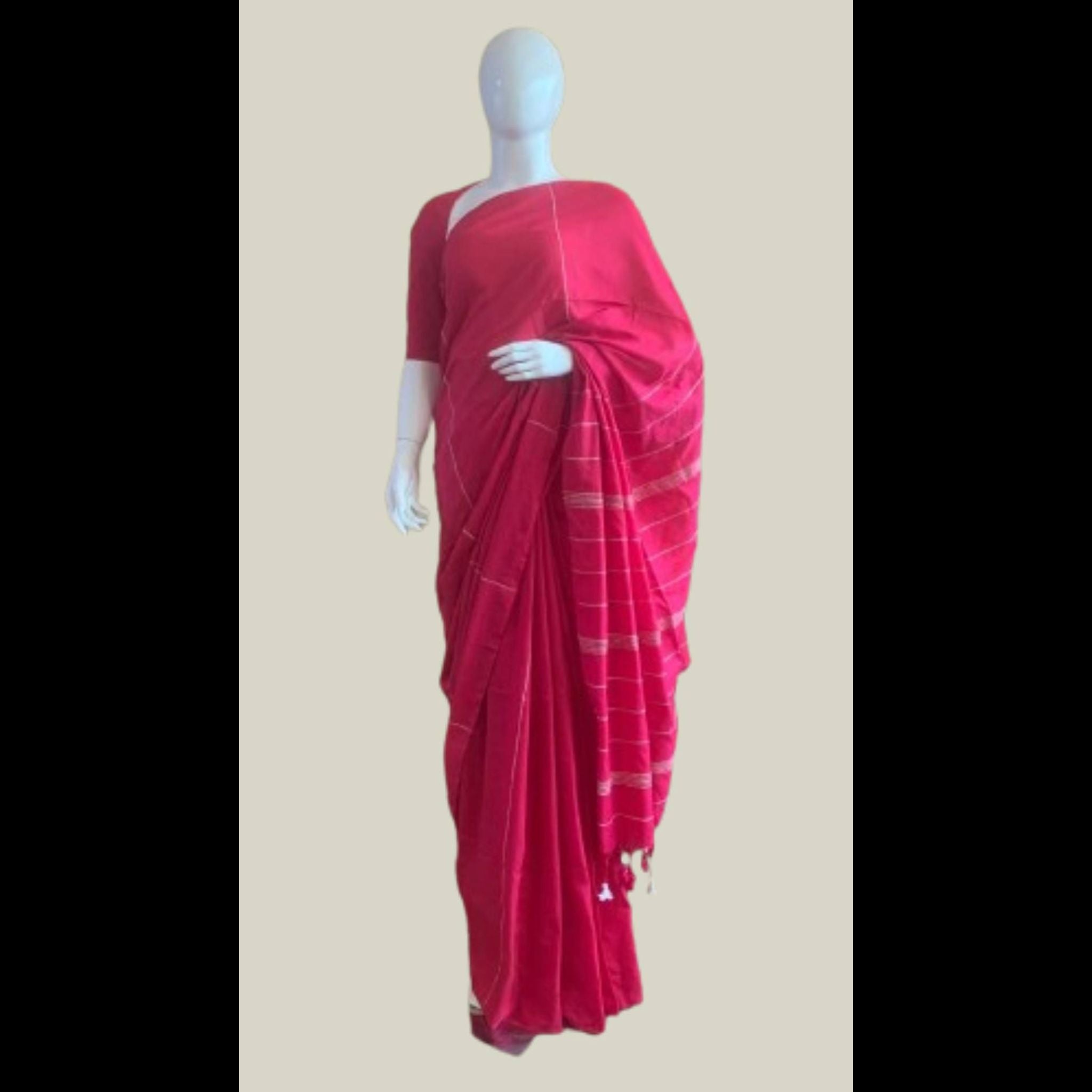 Pink Khadi Cotton Saree