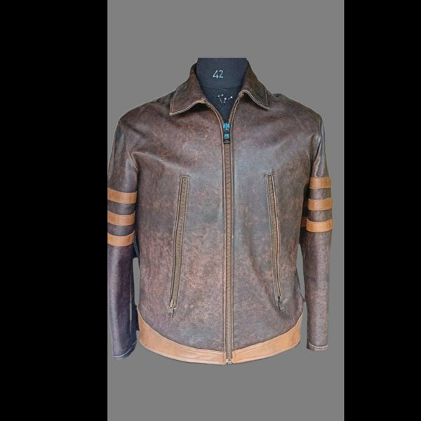 GHOST-Tan Brown pure leather jacket & Black T-shirt
